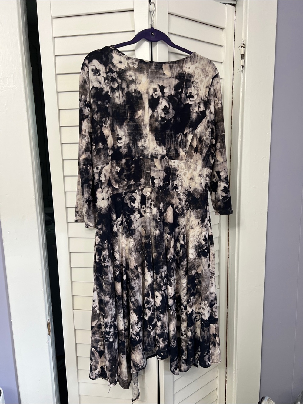 Simply Vera Vera Wang Black & Cream Floral Tie-Dye Fit-and-Flare Dress - Picture 3 of 4
